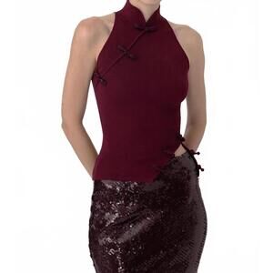 NEW SAU LEE dunn knit top in oxblood